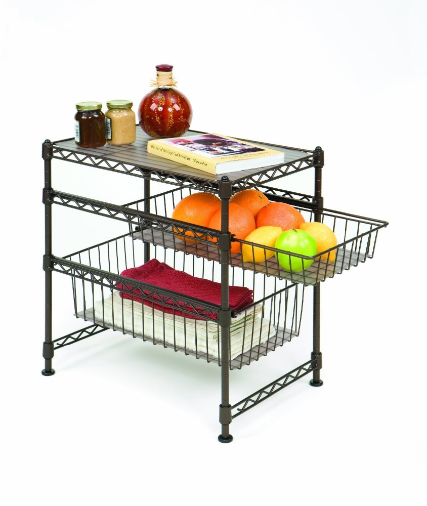Metal Wire Kitchen Rack With 4 Wheels Kitchen Storage Rack Trolley