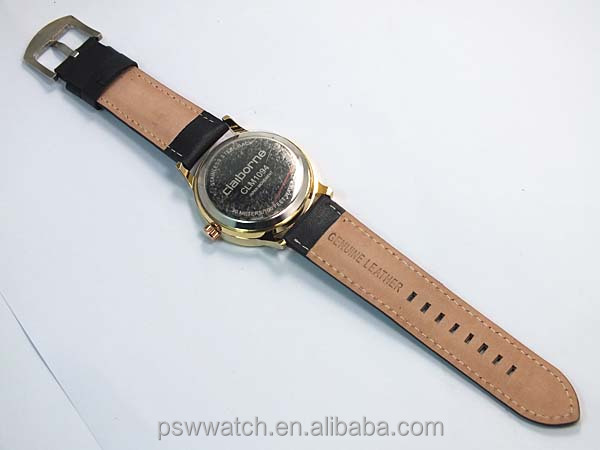 genuine leather IP gold bulk buy mens wrist watch