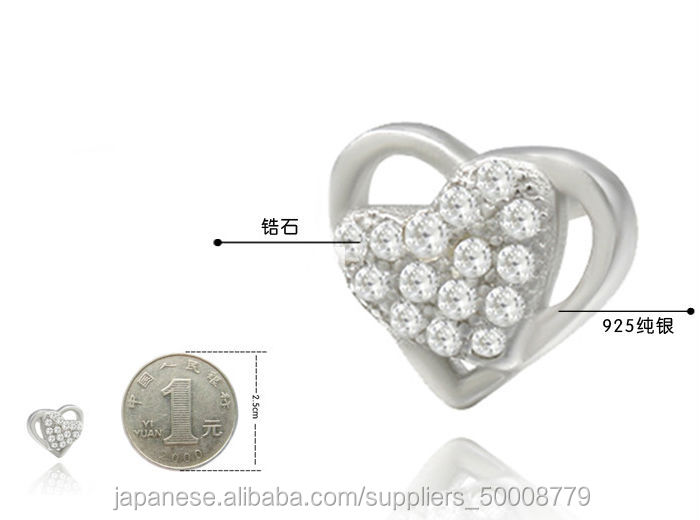 925シルパー心型ピアスジルコニアアクセサリージュエリー問屋・仕入れ・卸・卸売り
