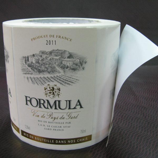 customized self adhesive roll red wine label sticker
