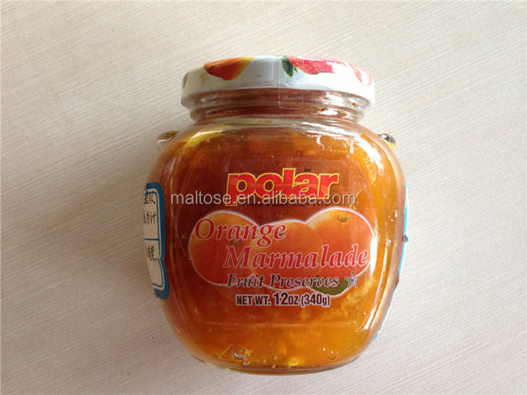 canned glass jar peach jam/ peach syrup with pulp