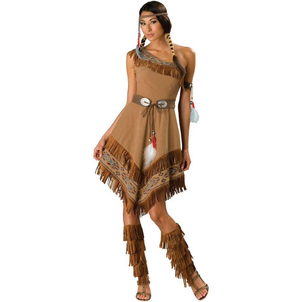 Дамы Покахонтас коренных американцев индийский дикий запад fancy платье пар...