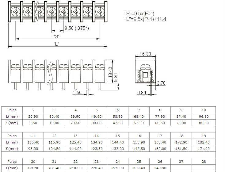 Pcbバリア端子connector_zb45s- a_9.5mm仕入れ・メーカー・工場