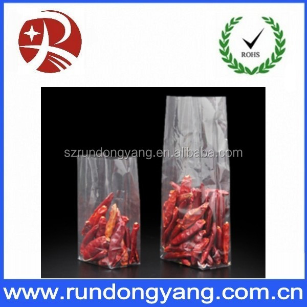 Custom transparent square bottom opp plastic bag