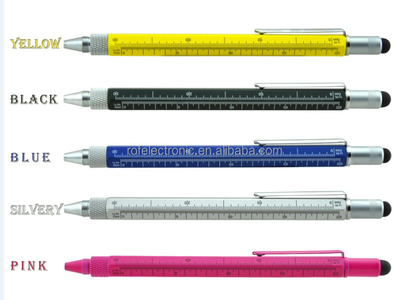 熱い販売6イン1多機能ツールのペン( スタイラス+ボールペン+定規+レベラー+フィリップとマイナスねじドライバ)問屋・仕入れ・卸・卸売り