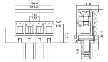 プラグイン可能なターミナルブロックコネクタの製造三河5.0/5.08mm300v/8a仕入れ・メーカー・工場