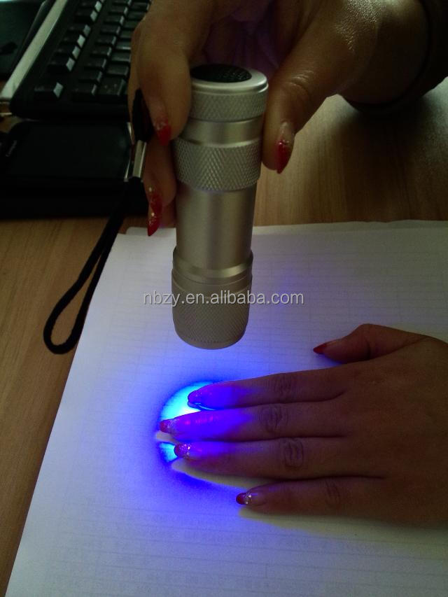 アルミ9ledの懐中電灯紫外線uvジェルネイル硬化ランプの光の乾燥機問屋・仕入れ・卸・卸売り