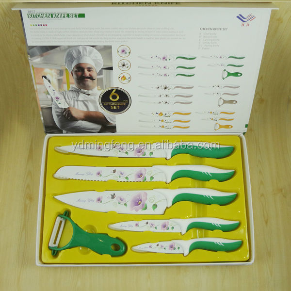 台所用具セット花コーティングブレードpvcベースtray+colorギフトボックス。問屋・仕入れ・卸・卸売り