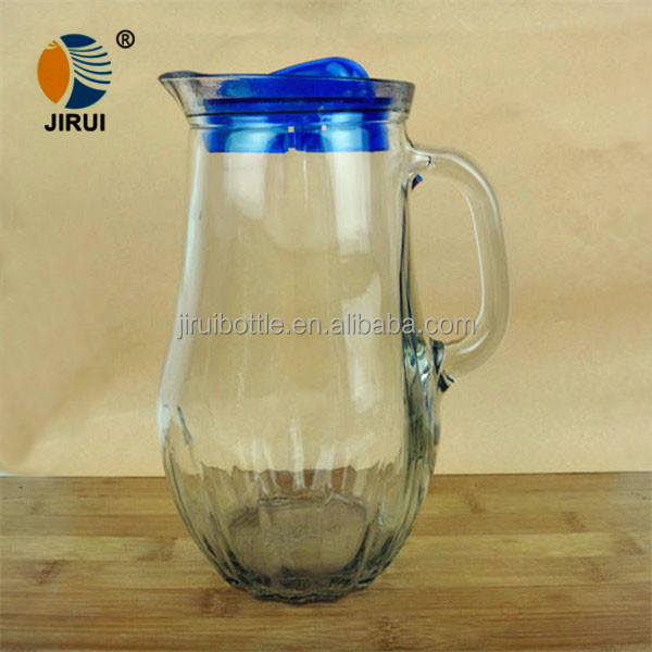 水ガラス1500mlハンドル・ビールの瓶ガラスメーソンジャーハンドル・透明なガラスの牛乳の瓶を持つプラスチックキャップ問屋・仕入れ・卸・卸売り