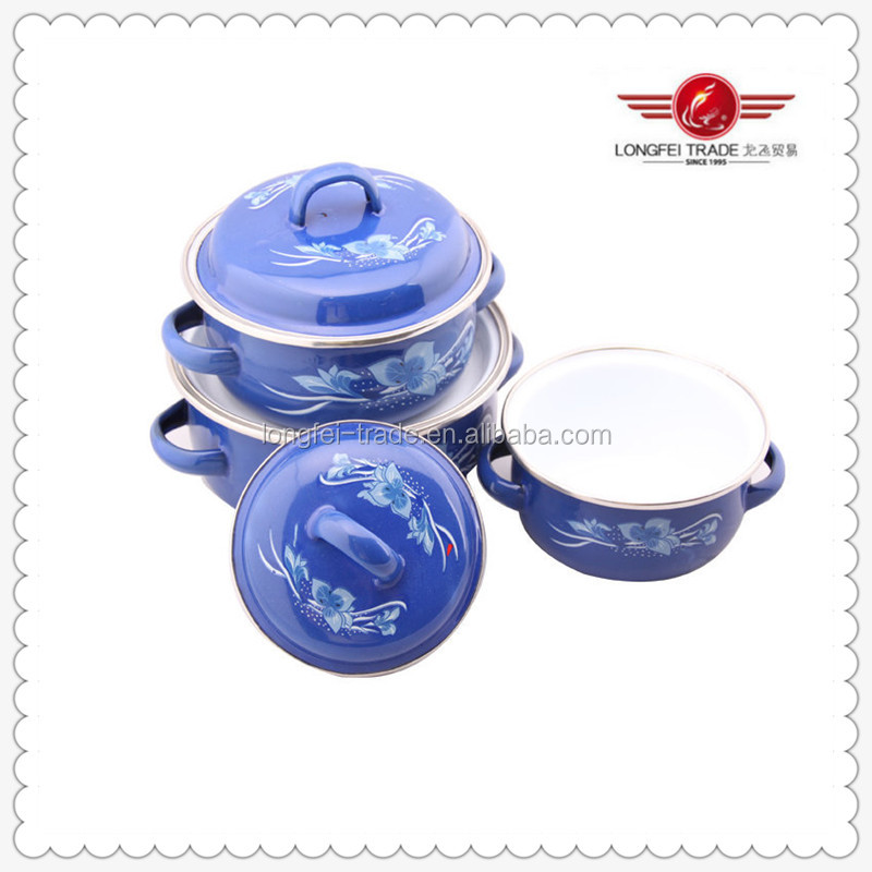 ディープカラーデカールで諸口3pcs/set16/18/20cm調理器具エナメルキャセロール問屋・仕入れ・卸・卸売り