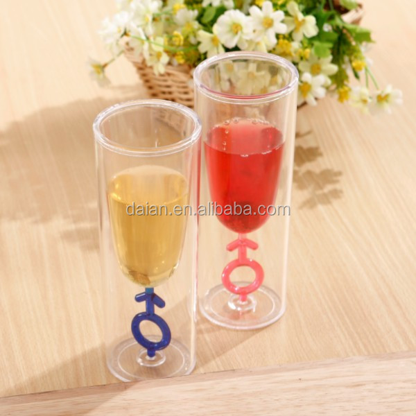 bpa free customized double wall plastic champagne cup