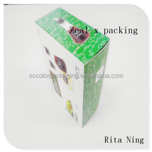 Recycled paper box with red wine with pvc insert