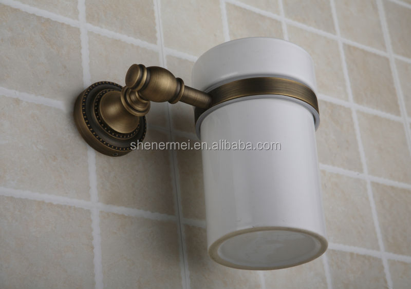 アンティーク2014年ファッションホワイトセラミックトイレブラシホルダーアンティーク銅浴室用アクセサリー仕入れ・メーカー・工場