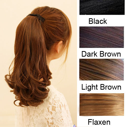 Free Shipping New Hot 4 Colors Long Wavy Curly Lace Around Tie Up Ponytail Hair...