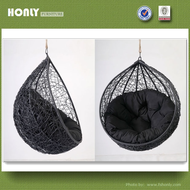 Egg swing chair with cushions wicker outdoor hanging chair