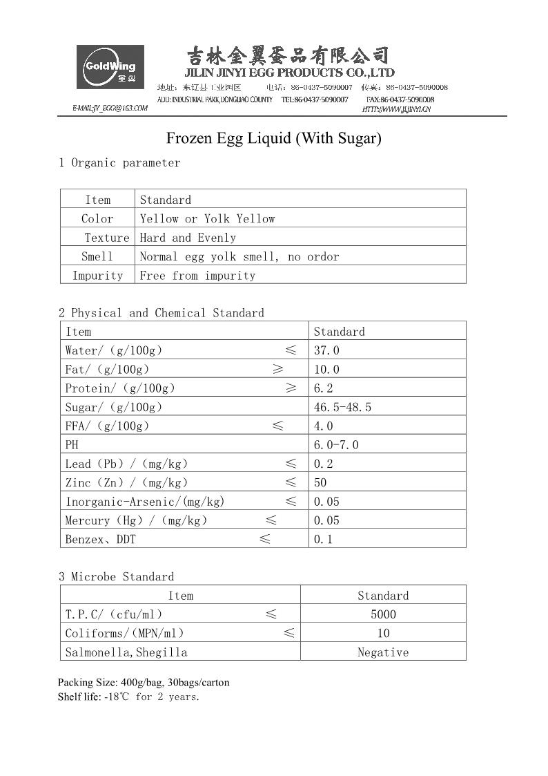 the parameter of egg liquid