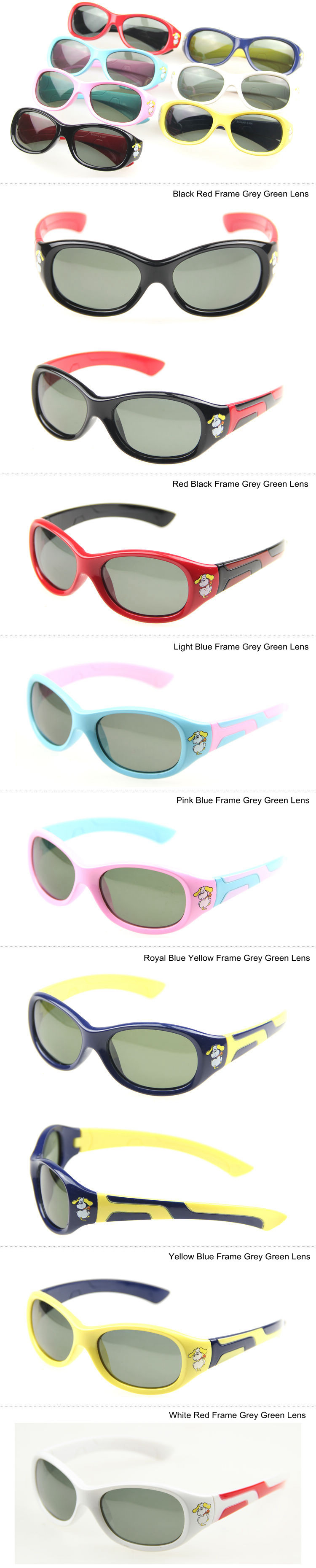 Boys Girls Kids Polarized Sunglasses Oval PC Frame Polarised Grey Green Lens UV400 Glasses For Children Toddler Age (3 - 12yr)_7 (3)