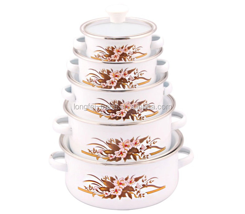 台所用品セットエナメルガラスの蓋付き鍋いっぱいの花デカール16/18/20cm3pcs/set卸売問屋・仕入れ・卸・卸売り