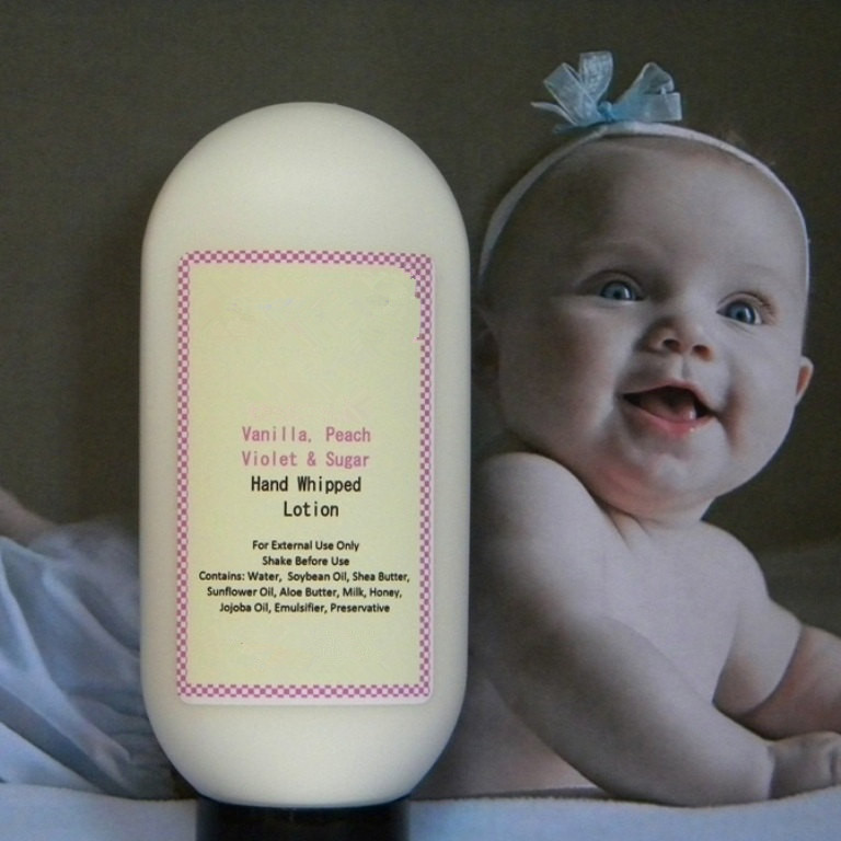 SUGAR TUSH Baby Lotion - Vanilla Peach Sugar - Handmade Natural Baby Lotion 4oz.jpg
