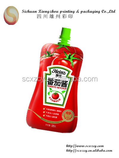 printing standup pouch with spout for chilli sauce