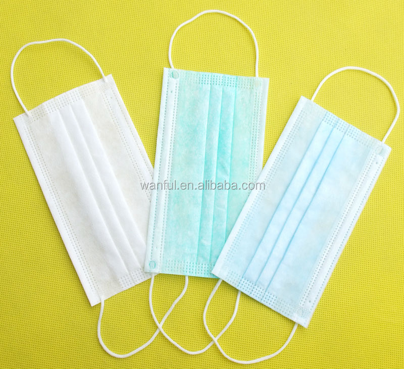 使い捨てフェイスマスク2ply/3ply/4プライ耳のループ・上にネクタイ、 オートマシン個々のパッキング仕入れ・メーカー・工場