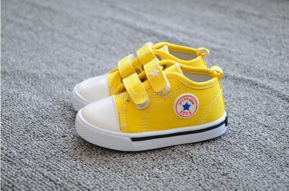 黄色の砂糖を身に着けているカラーベルクロ子供prewalkerカジュアルキャンバスシューズ問屋・仕入れ・卸・卸売り