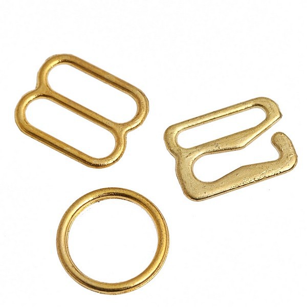 200set Gold Plated Lingerie Hardware Sewing Clips Clasp Hook Bra Strap