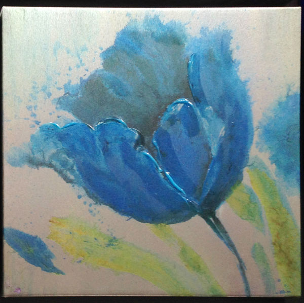 手描きの植物印象派の絵画,青いチューリップ金属版画美術問屋・仕入れ・卸・卸売り