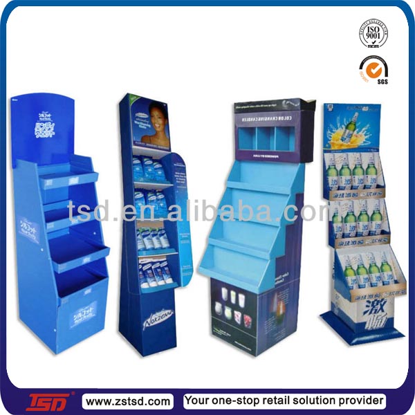 TSD-C676 Custom shop cardboard floor stand display unit/chewing gum display unit/paper display stand for chocolate