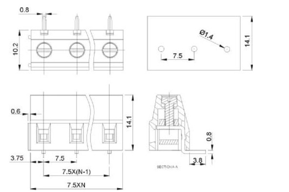 高品質の電気端子台zb128r300v7.5ミリメートル仕入れ・メーカー・工場