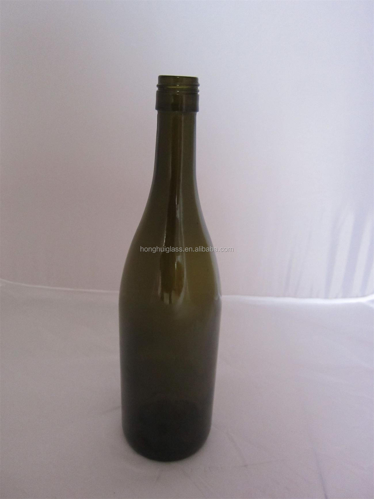 empty recycled 750ml black color red wine bottle 500ml China supply