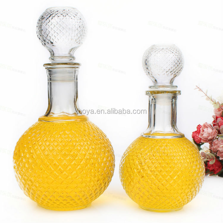 Unique shape glass wine bottles with glass ball lid for wine,tequila