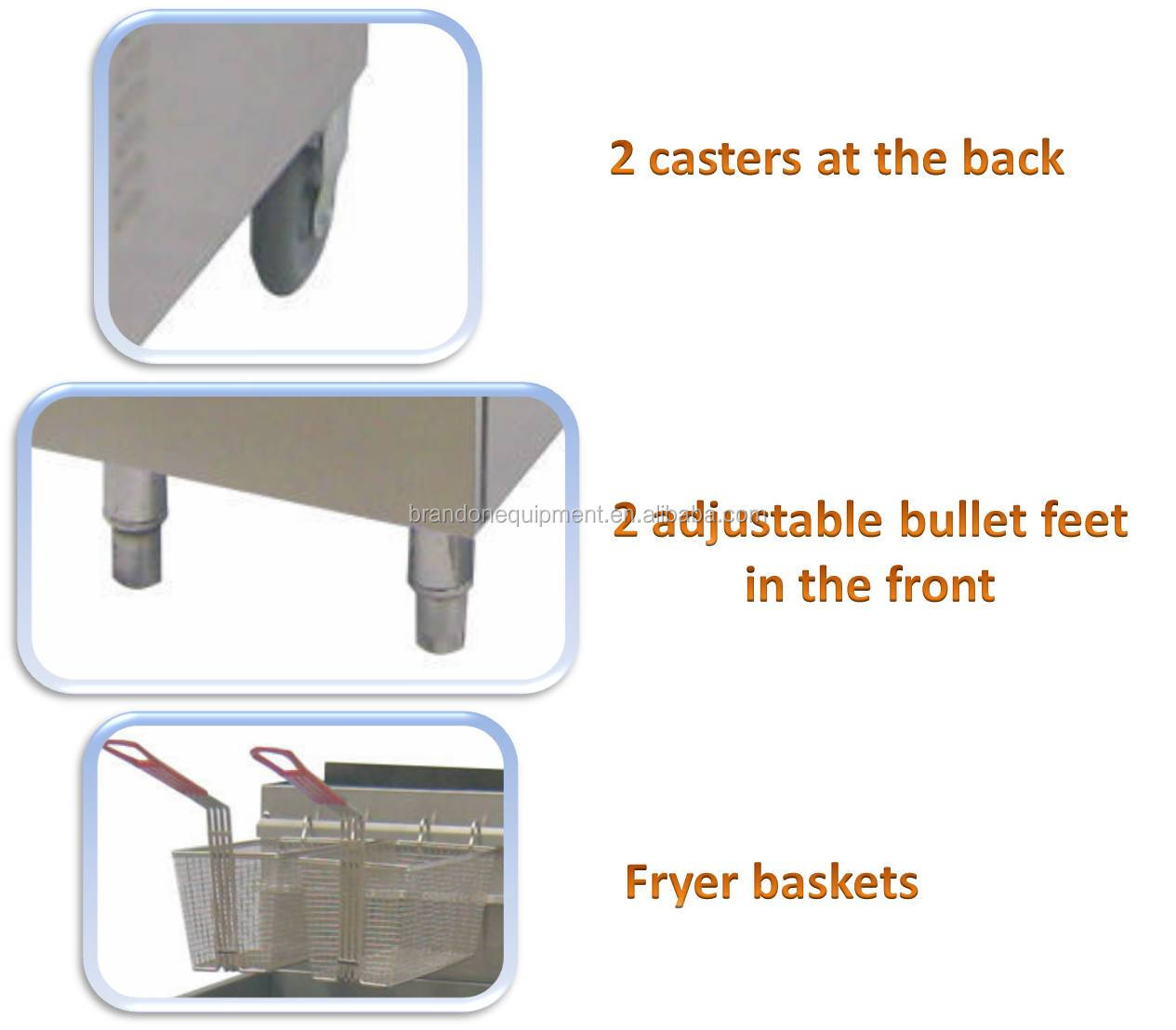 High quality snake fryer deep fat gas fryer with drain oil extension pipe