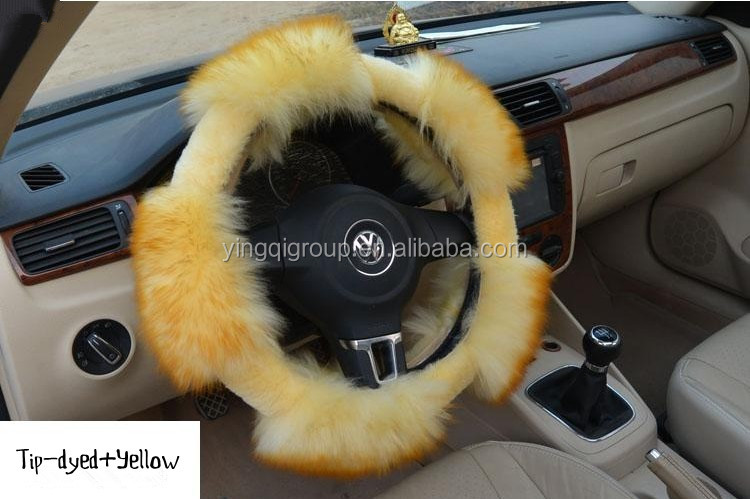 オーストラリアのシープスキン、 長い髪のヤギの毛皮の車のステアリングホイールカバー、 卸売プロのカスタマイズされた、 任意の色、 red+black、 as0401-2問屋・仕入れ・卸・卸売り