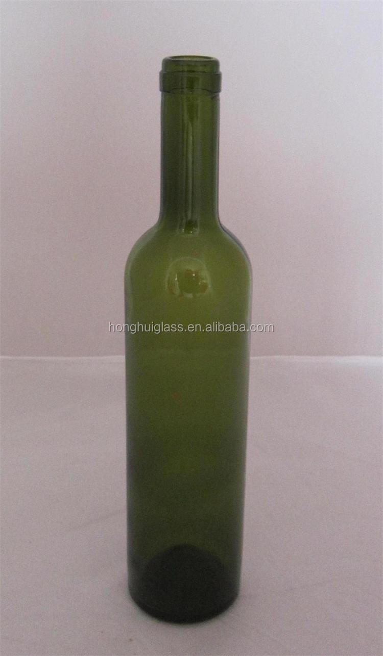 empty recycled 750ml black color red wine bottle 500ml China supply