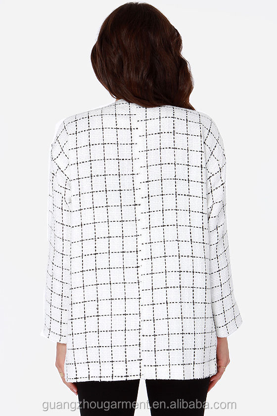 新しいファッションの女性2014年チェッカー特大緩いlacketクールロックのジャケットブレザー卸売安い価格冬autunmoem安い問屋・仕入れ・卸・卸売り