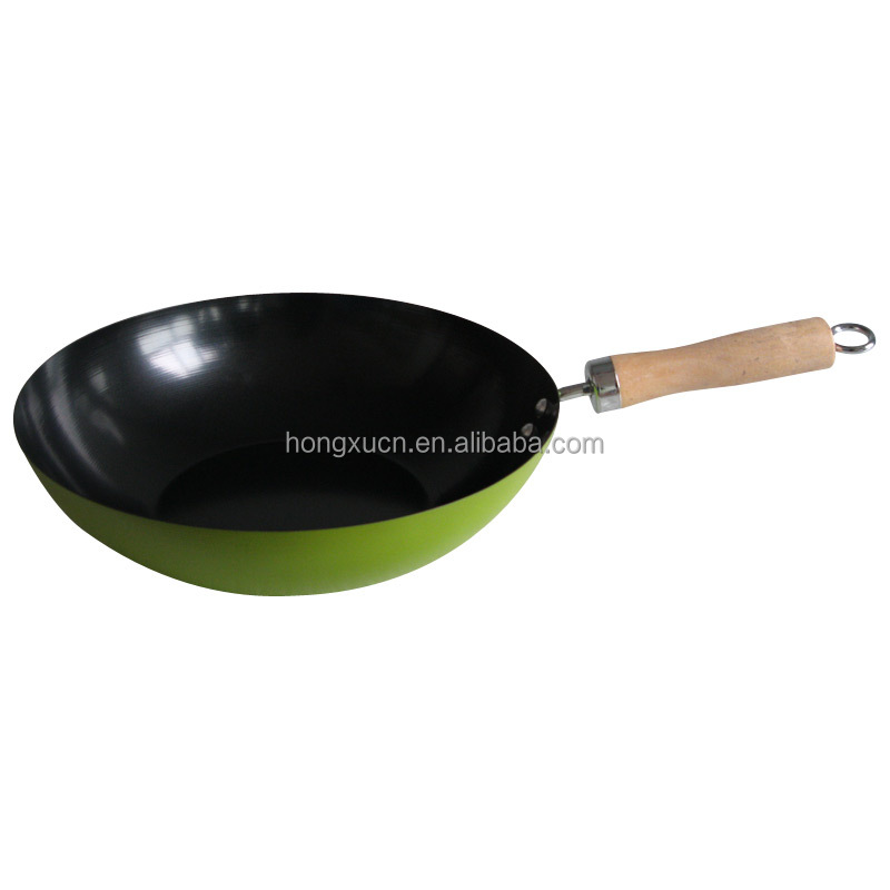 30cmシアン色炭素鋼中華鍋非- スティックコーティング調理器具問屋・仕入れ・卸・卸売り
