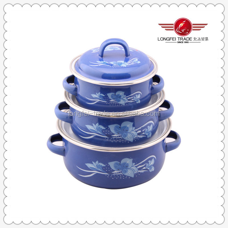 鋳鉄調理器具エナメルポットエナメル仕上げ3pc/set12-14-16cmカバー問屋・仕入れ・卸・卸売り