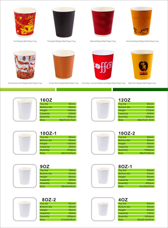 concave-convex diamond ripple wall paper cup for coffee