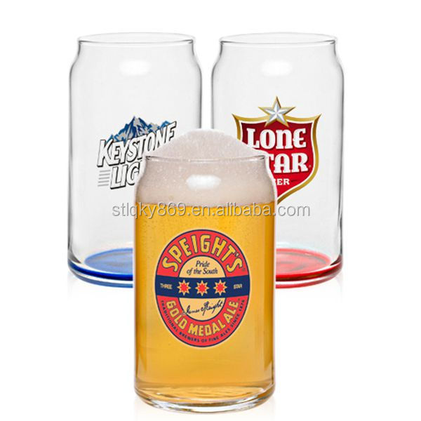 Lyt708 Glass Manufacturer Custom Design Tin Shaped Beer Glass Cups Can