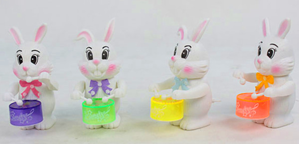 Wind up rabbit sweet toy box play the drum