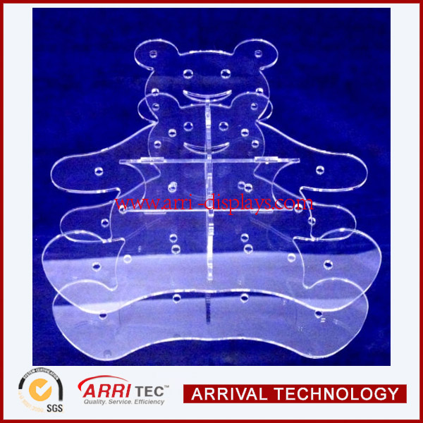 Acrylic tidy bear shaped pop cake stand,acrylic lollipops stand