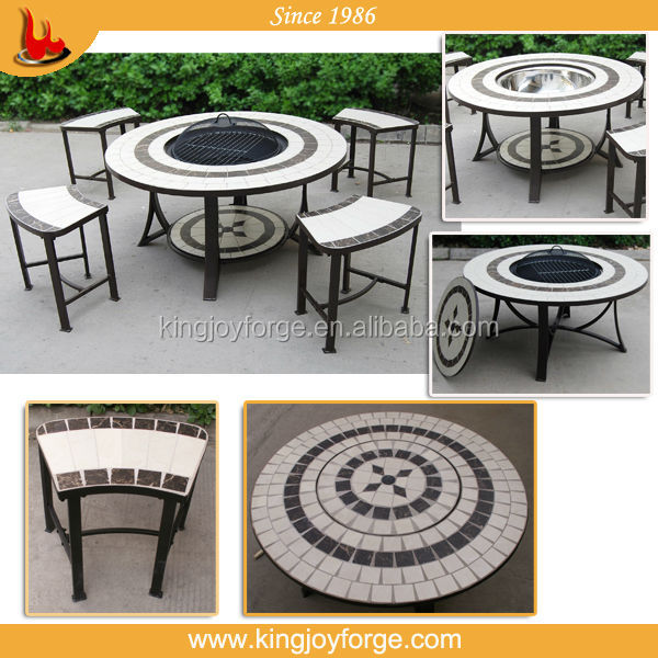 Chinese Manufacturer Fire Pit Table With Ceramic Tiles Round