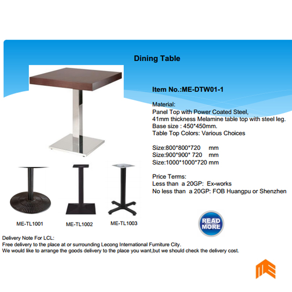 超厚い正方形のレストランのテーブル、 テーブルトップと41ミリメートル厚さ、 me-dtw01問屋・仕入れ・卸・卸売り