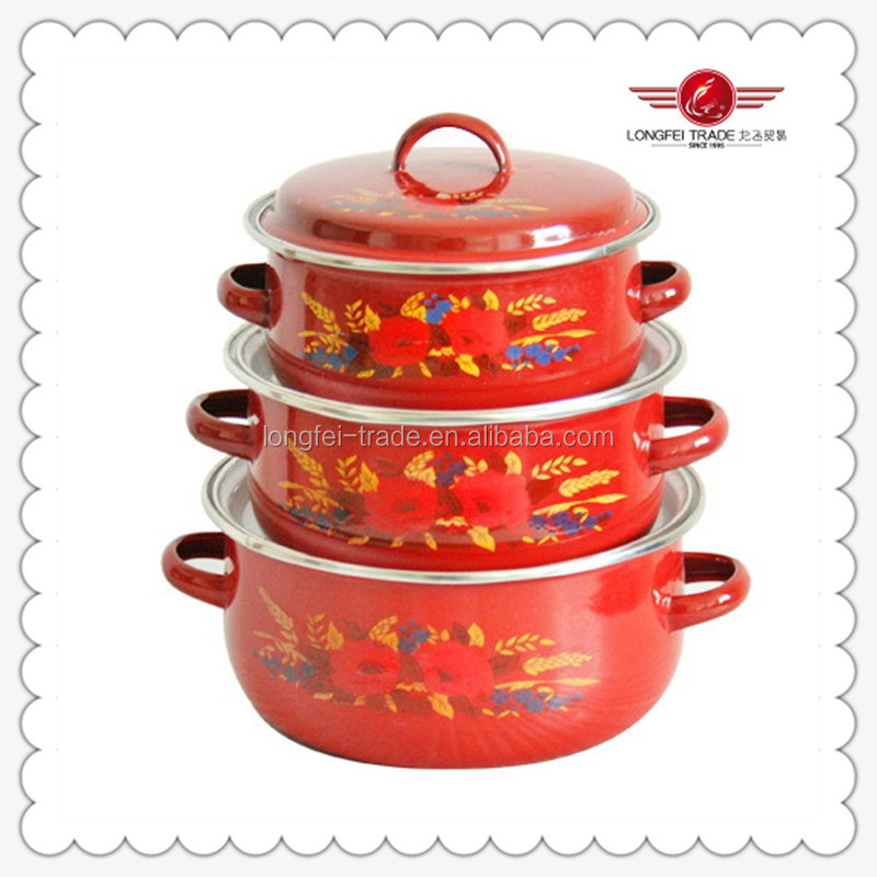 鋳鉄調理器具エナメルポットエナメル仕上げ3pc/set12-14-16cmカバー問屋・仕入れ・卸・卸売り