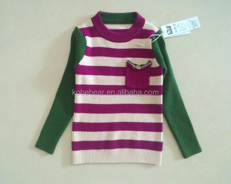 新しいスタイルの子供編み物摩耗丸い襟少年縞模様のセーター問屋・仕入れ・卸・卸売り