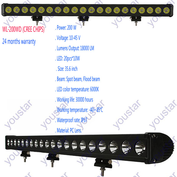 単列200w防水ip67アルミニウムハウジングコンボ洪水スポットビームライトバーled問屋・仕入れ・卸・卸売り