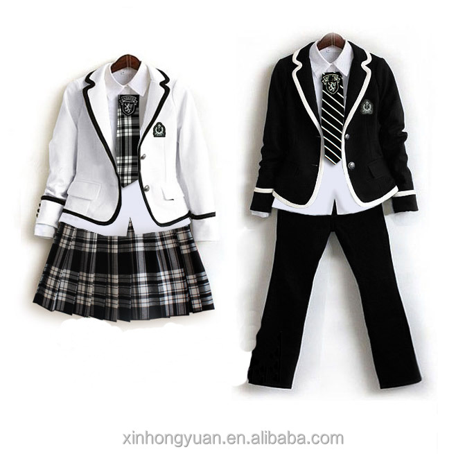 Girl stylish plaid skirt and white blouse school uniforms,cheap school