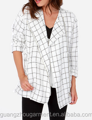 新しいファッションの女性2014年チェッカー特大緩いlacketクールロックのジャケットブレザー卸売安い価格冬autunmoem安い問屋・仕入れ・卸・卸売り