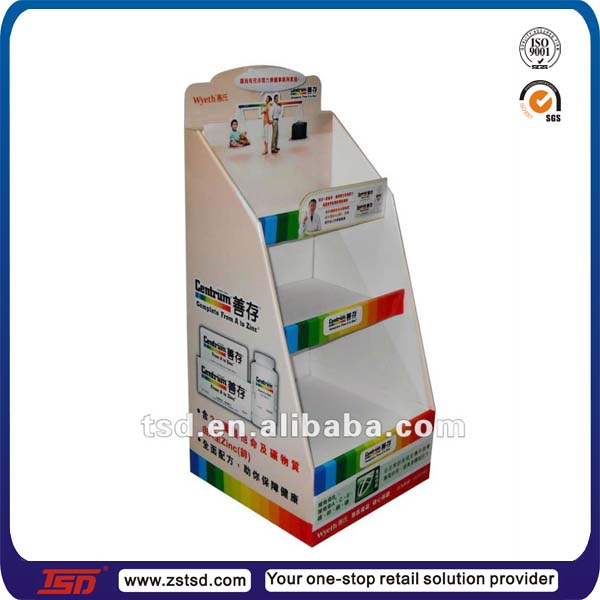 Tsdc341 Shop Retail Floor Standing Corrugated Cardboard Medicine Display/ Pharm Display Stand